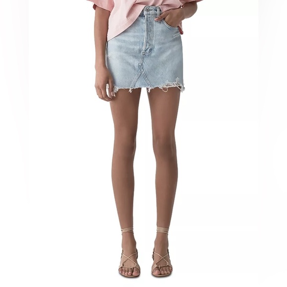 Agolde Quinn High-Rise Denim Mini Skirt | Size 27 | Color: Vega - Picture 2 of 7
